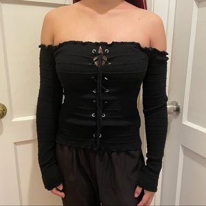 Fashion Nova Black off shoulder long sleeve